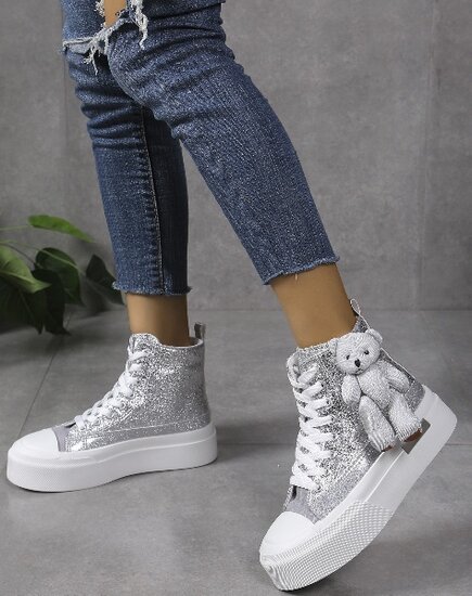 Baskets argent montantes en textile Katia