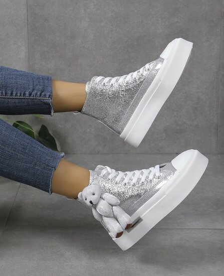 Baskets argent montantes en textile Katia