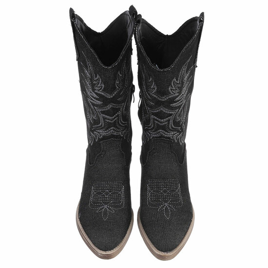 Half hoge zwarte western-biker laars in denim