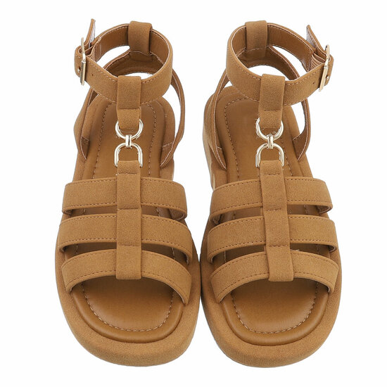 Camel sandaal met platform zool Brianda