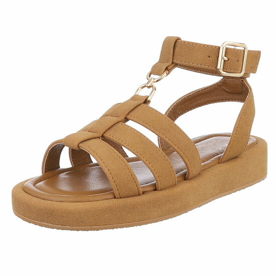 Camel sandaal met platform zool Brianda