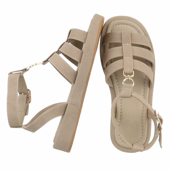 Kaki bruine sandaal met platform zool Brianda