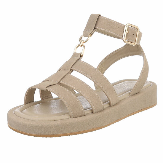 Kaki bruine sandaal met platform zool Brianda