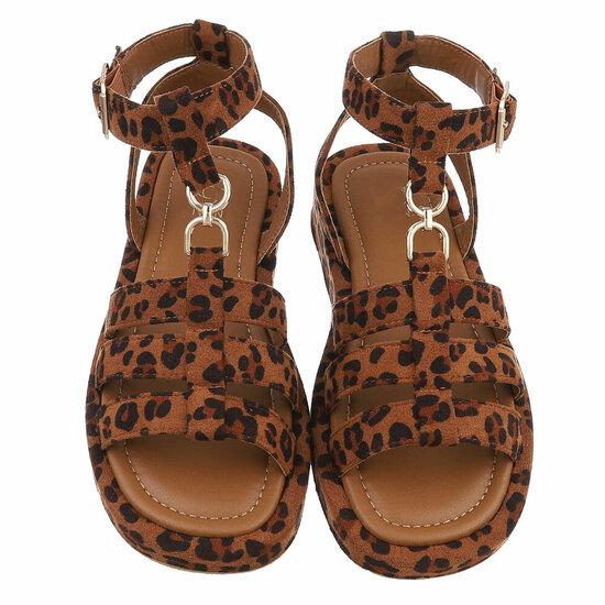 Leopard sandaal met platform zool Brianda