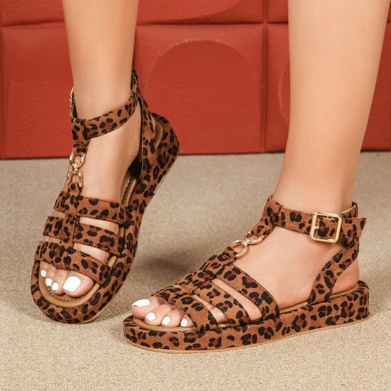 Leopard sandaal met platform zool Brianda