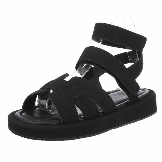 Zwarte daimen sandaal met platform zool Tinneke