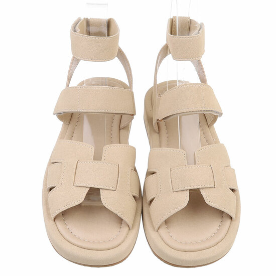 Beige daimen sandaal met platform zool Tinneke