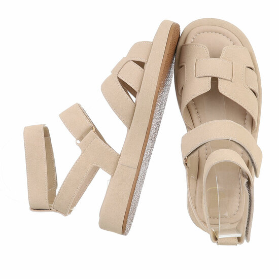 Beige daimen sandaal met platform zool Tinneke