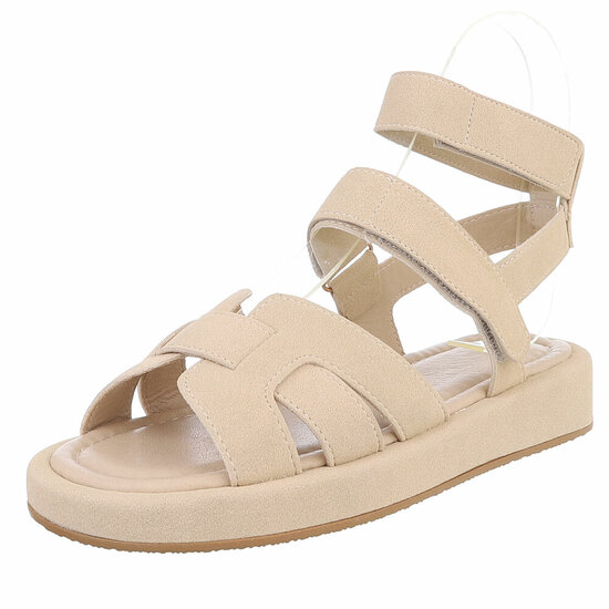 Beige daimen sandaal met platform zool Tinneke