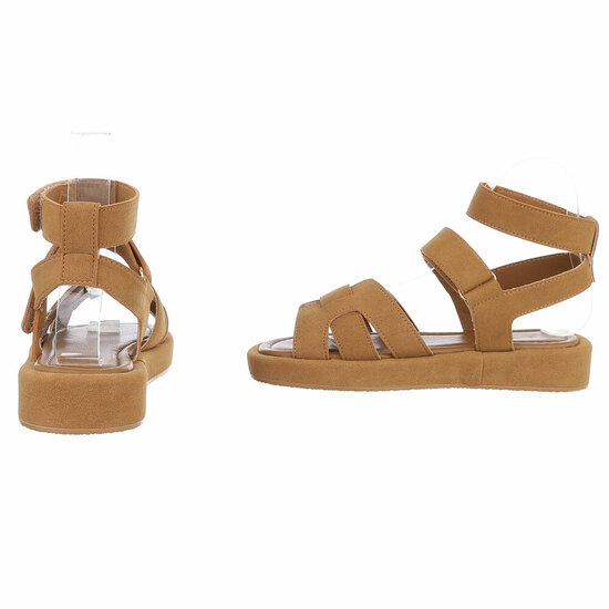 Camel daimen sandaal met platform zool Tinneke
