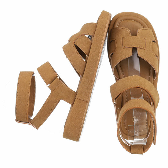 Camel daimen sandaal met platform zool Tinneke