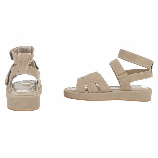 Kaki bruine daimen sandaal met platform zool Tinneke