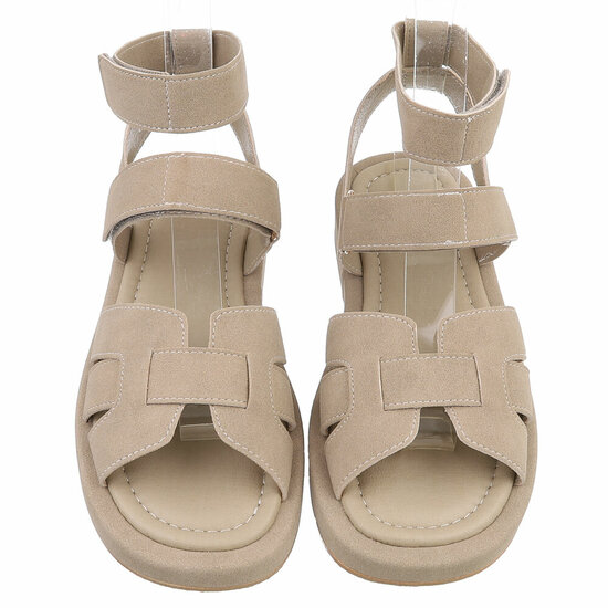Kaki bruine daimen sandaal met platform zool Tinneke