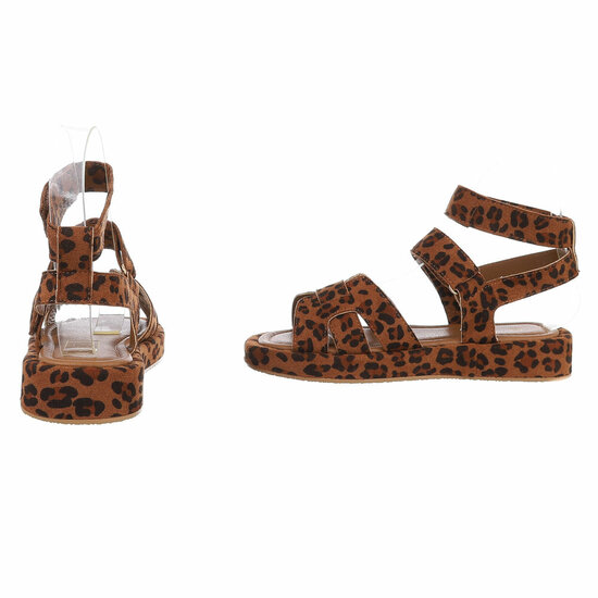 Leopard daimen sandaal met platform zool Tinneke