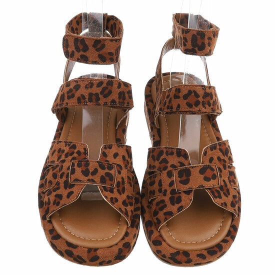Leopard daimen sandaal met platform zool Tinneke