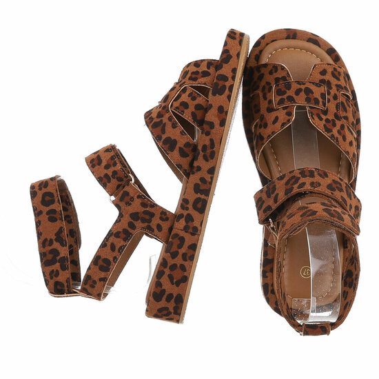 Leopard daimen sandaal met platform zool Tinneke