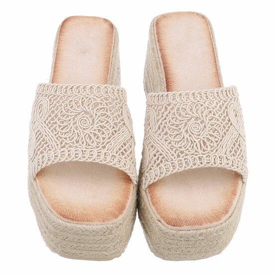 Beige hoge mule Brikke