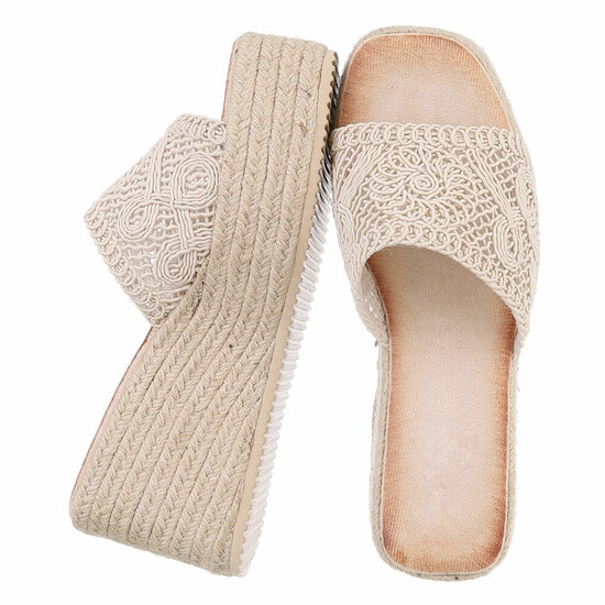 Beige hoge mule Brikke