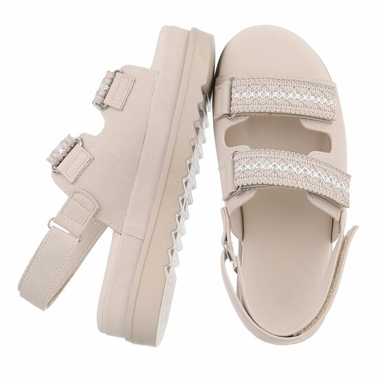 Beige daimen sandaal met platform zool Brinna
