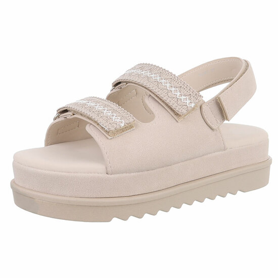 Beige daimen sandaal met platform zool Brinna