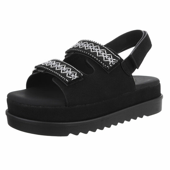 Zwarte daimen sandaal met platform zool Brinna