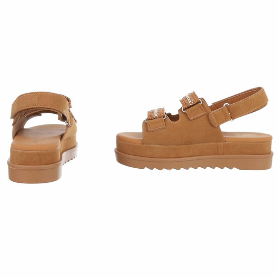 Camel daimen sandaal met platform zool Brinna