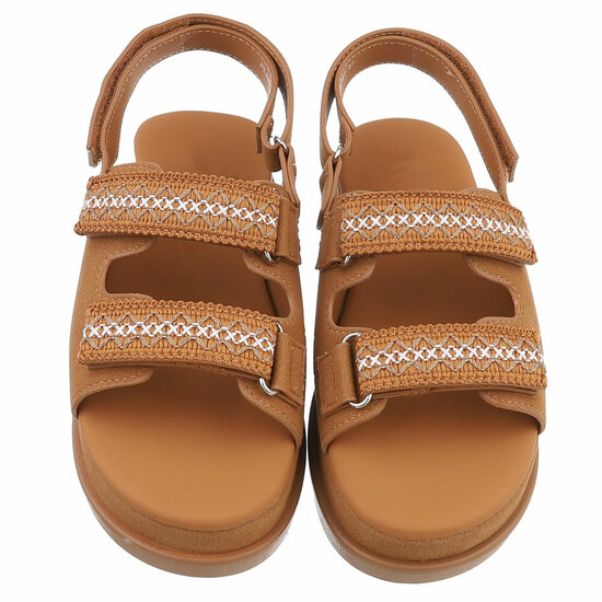 Camel daimen sandaal met platform zool Brinna