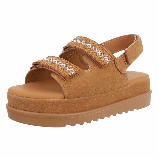 Camel daimen sandaal met platform zool Brinna