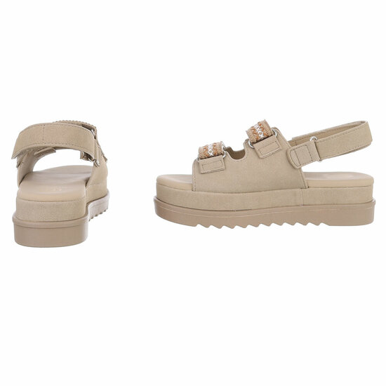 Kaki bruine daimen sandaal met platform zool Brinna