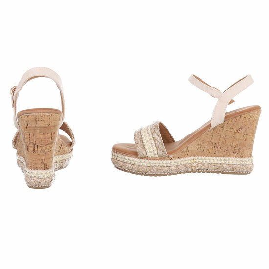 Beige-rose hoge sandaal met sleehak Brittnie