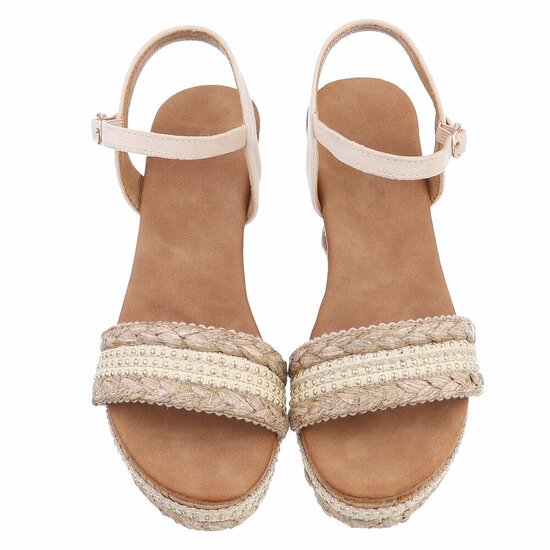 Beige-rose hoge sandaal met sleehak Brittnie