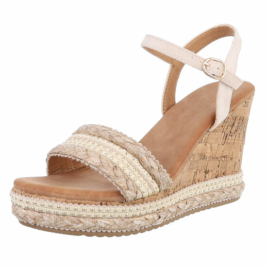 Beige-rose hoge sandaal met sleehak Brittnie