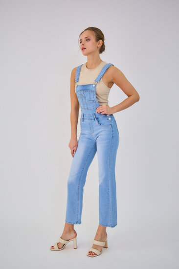 Licht blauwe vintage jeans salopet