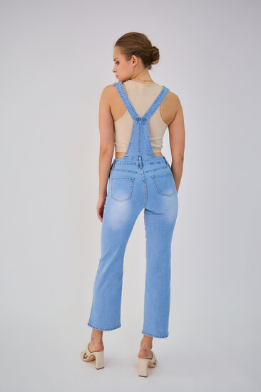 Licht blauwe vintage jeans salopet