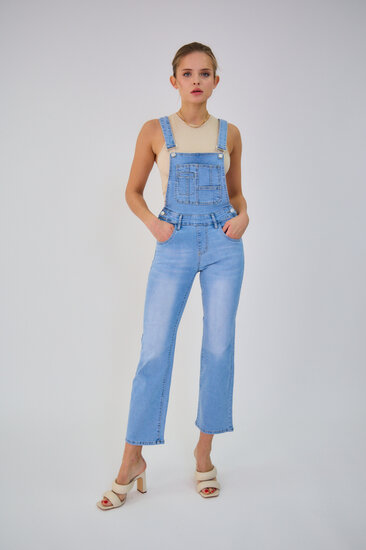 Licht blauwe vintage jeans salopet