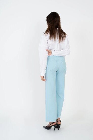 Trendy licht blauwe broek met wijde pijpen