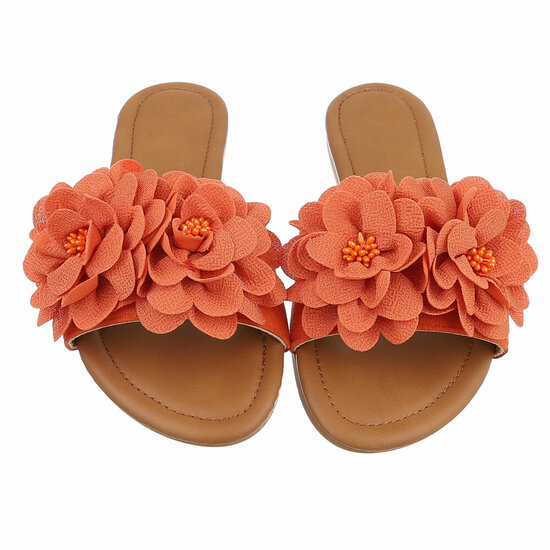 Oranje lage sandaal Isabella