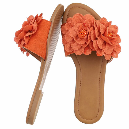 Oranje lage sandaal Isabella