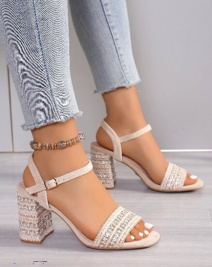 Beige hoge sandaal Cleo