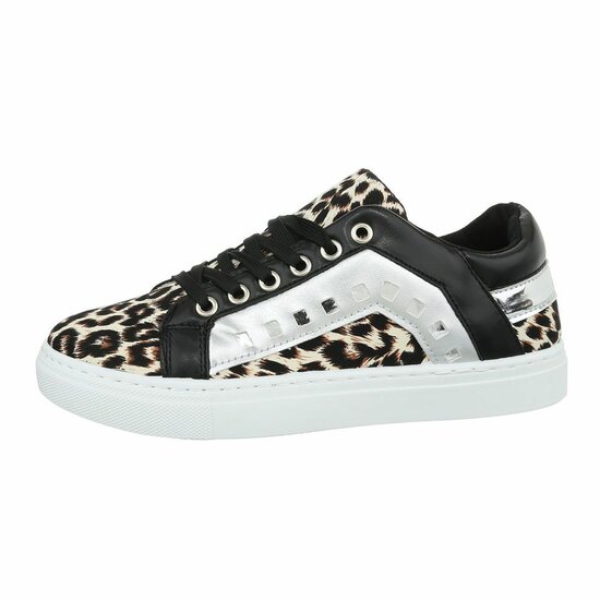 Lage zwart-witte sneaker Leola met print
