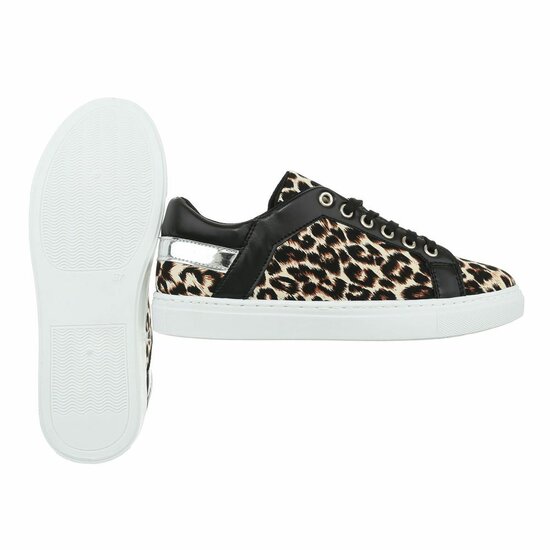 Lage zwart-witte sneaker Leola met print