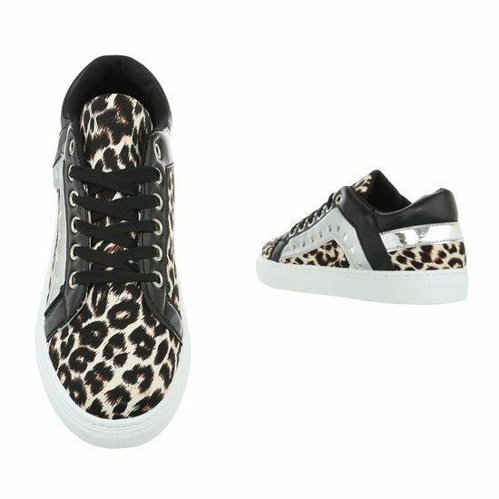 Lage zwart-witte sneaker Leola met print