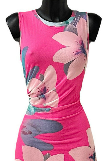 Prachtige lange mouwloze fuchsia bodycon jurk