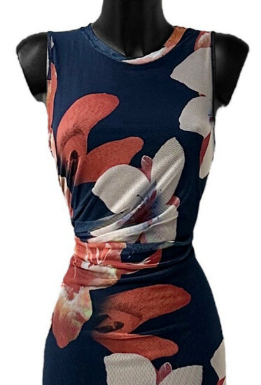 Prachtige lange mouwloze donker blauwe bodycon jurk