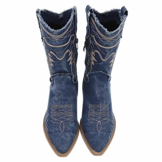 Blauw western-biker enkellaarsje Roline
