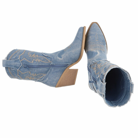 Licht blauw western-biker enkellaarsje Roline