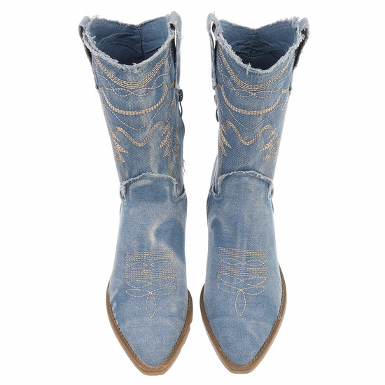 Licht blauw western-biker enkellaarsje Roline
