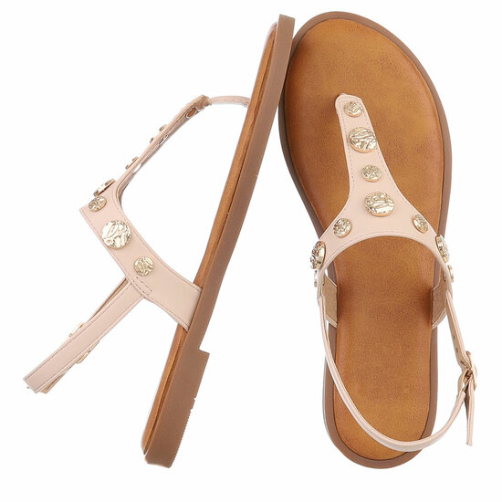 Beige lage teensandaal Orella
