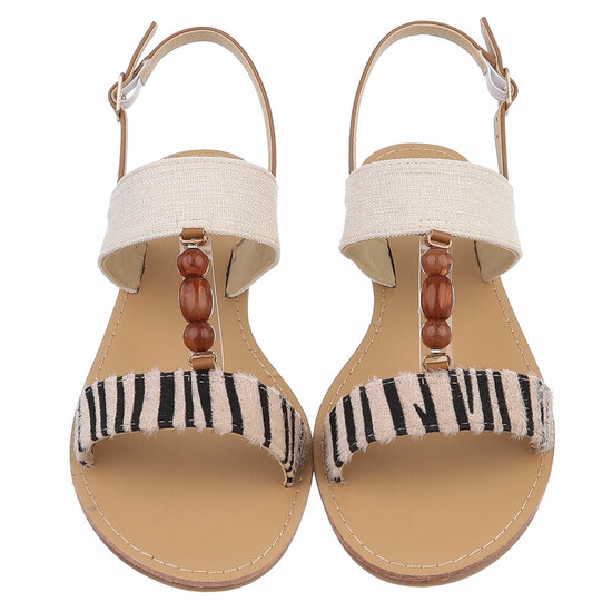 Beige-zebra mix lage sandaal Areke