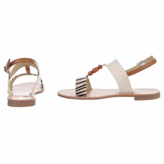 Beige-zebra mix lage sandaal Areke